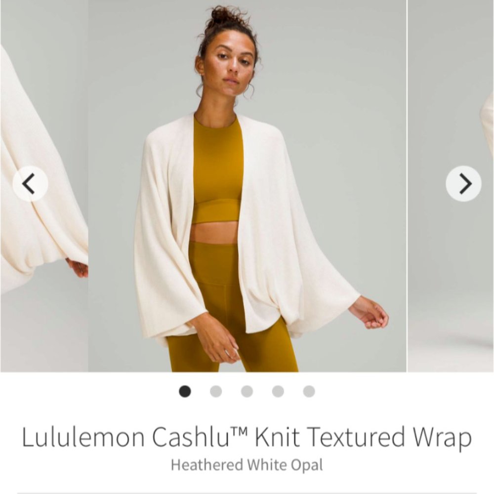 LULULEMON Cashlu Knit Textured Wrap Cardigan Cashmere Blend White Opal -XL/XXL